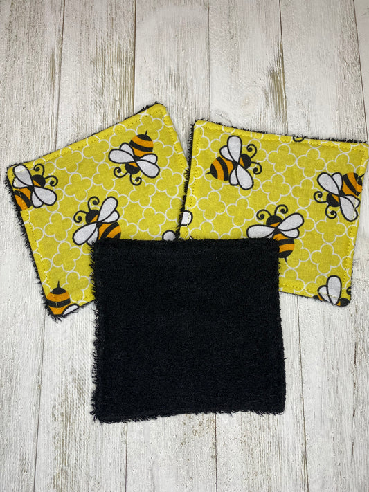 Lingettes lavables - Abeille (RATINE DE BAMBOU) - Paquet de 3