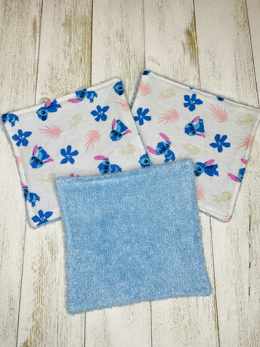 Lingettes lavables - Stitch (RATINE DE BAMBOU) - Paquet de 3