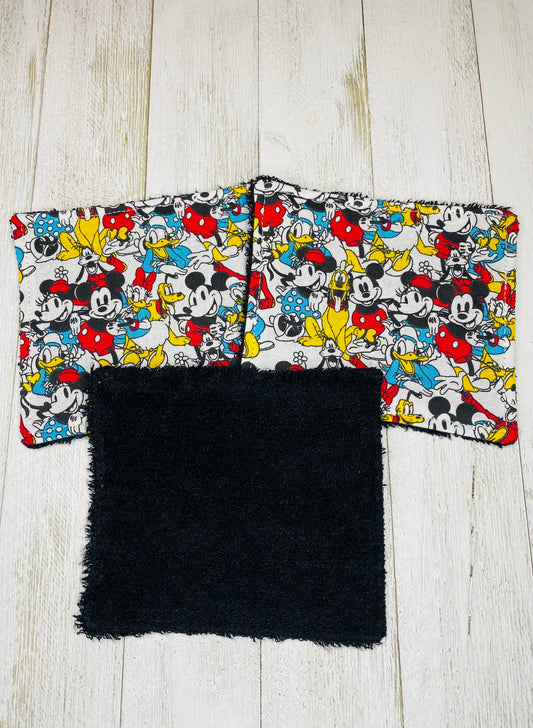 Lingettes lavables - Mickey (RATINE DE BAMBOU) - Paquet de 3