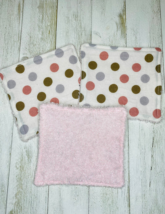 Lingettes lavables - Pois (RATINE DE BAMBOU) - Paquet de 3